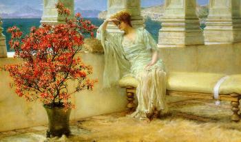 Sir Lawrence Alma-Tadema : Her Eyes are with Her Thoughts